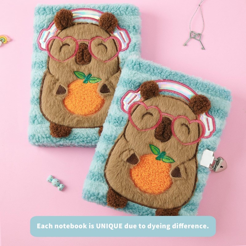 WERNNSAI Water Pig and Orange Plush Notebook for Kids