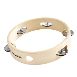 MUSICUBE 8-Inch Tambourine for Adults Kids Single Row Wooden Tambourine with Stainless Iron Jingles Educational Hand-Held Percussion Instrument Toys for Home School Party Supplies