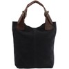 Leconi LE0033-V Women's Handbag, Real Leather, Suede, Shopper Bag for