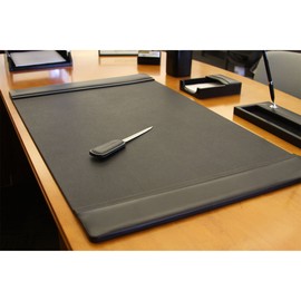 Dacasso Black Leather 38" x 24" Side-Rail Desk Pad