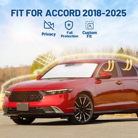 Car Window Shades for Honda Accord 2018-2025 Accessories - Full Set 8PCS Side Window Sunshades with Memory Frame & Blackout Fabric, Privacy UV Shield for Camping/Travel