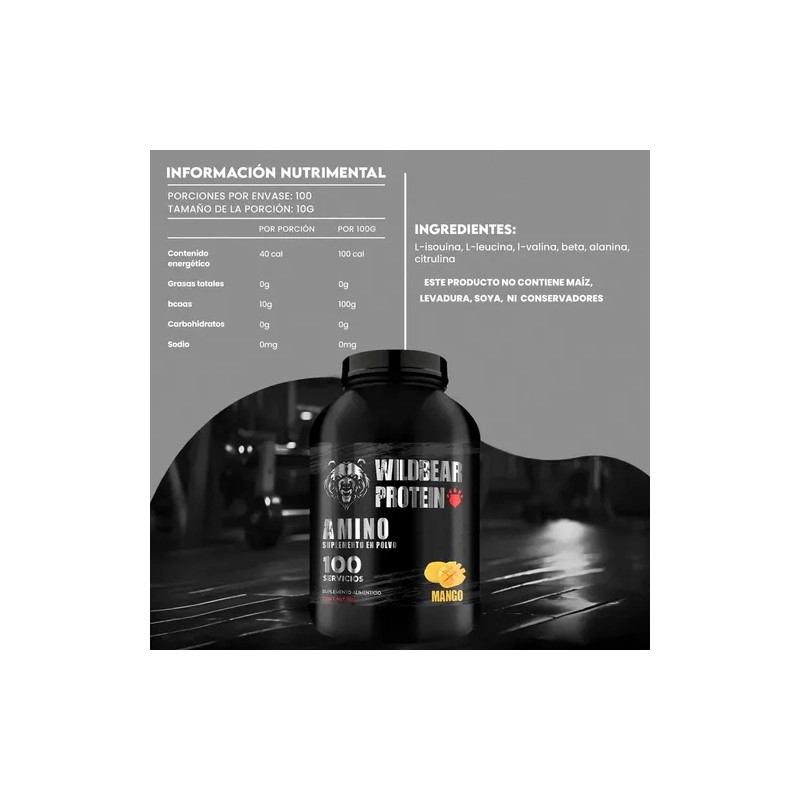 Aminoácidos Wild Bear en Polvo con Sabor Mango de 1