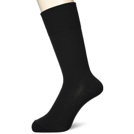Okamoto 495900 Men's 24 Hour Odorless Super Sox Ribbed Crew Length Socks, Deodorizing, Black