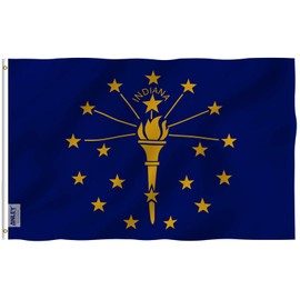Anley Fly Breeze 3x5 Foot Indiana State Flag - Vivid Color and Fade proof - Canvas Header and Double Stitched - Indiana IN Flags Polyester with Brass Grommets 3 X 5 Ft