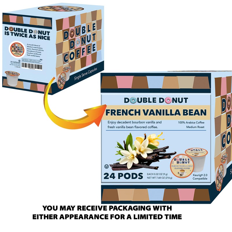 French Vanilla Coffee Pods, Vanilla Bean Flavored in Recyclable Single
