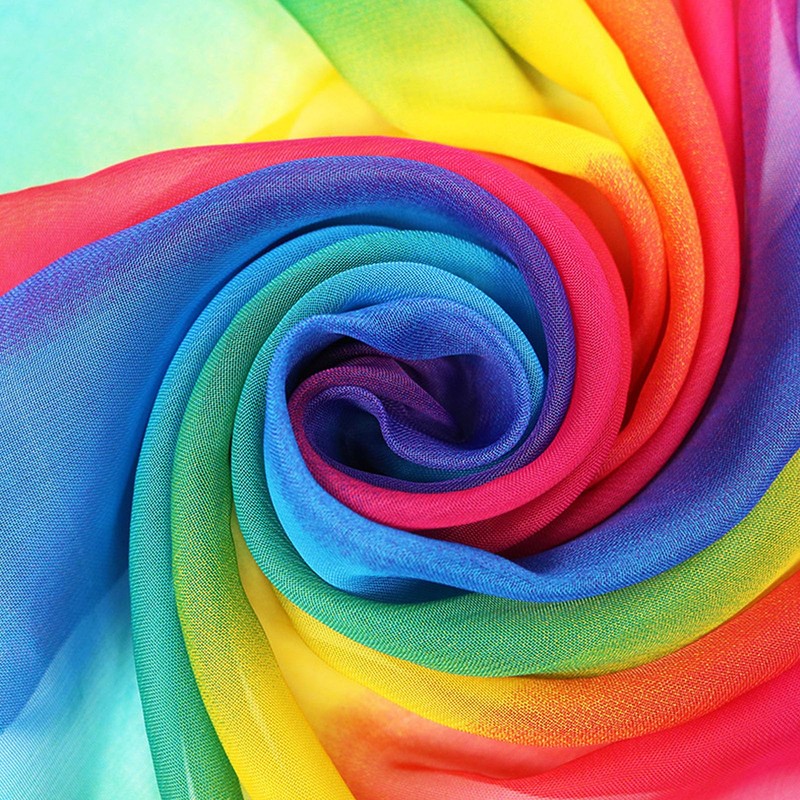 Amazleer Women's Chiffon Scarf, Rainbow Design, Long, Colourful, Soft, Thin