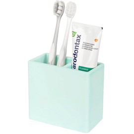 Diatomite Toothbrush Holder 2 Slots Tooth Brush Holder for Bathroom, Kids Electric Toothbrush and Toothpaste Organizer for Countertop, Shower, Vanity, Green