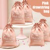 24 Packs Thank You Satin Gift Bags 5x7" Pink Drawstring