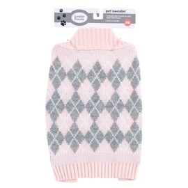 Luvable Friends Pet Sweater, Pink Argyle, Large