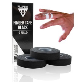 PULLUP & DIP Finger Tape Extra Strong, 3 Rolls (30 m) Finger Tape, Skin-Friendly Sports Tape, Hand Tape for Weight Sports, Bjj, Handball Accessories, Climbing Tape, Finger, Goalkeeper Training (Black)