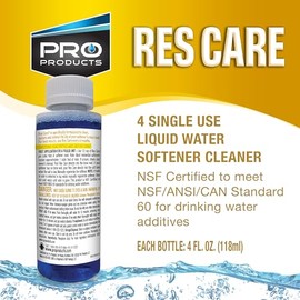 Pro Products Res Care Liquid Water Softener Cleaner, Universal Cleanser for Hardwater Systems, 4 Ounce Bottle, 4-Pack