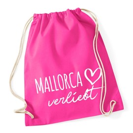 Huuraa Gym Bag Mallorca in Love Gift Backpack 12 Litres Cotton Mallorca Gift Idea, fuchsia, Unit size