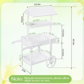 Hanaive Flower Cart Display Stand with Wheels for Bridal Shower Baby Shower Party Large Country Market Vintage Wooden 3 Tier Rolling Table Cart for Display Flower Candy Party Favors and Crafted Items