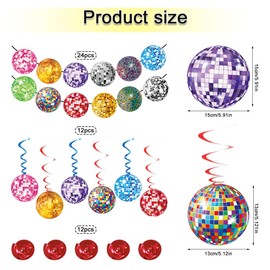 36PCS Disco Ball Decorations, Disco Party Decorations, 70s Disco Ball Hanging Swirls, Glitter Happy Birthday Banner, Disco Party Hanging Streamer for Retro Party