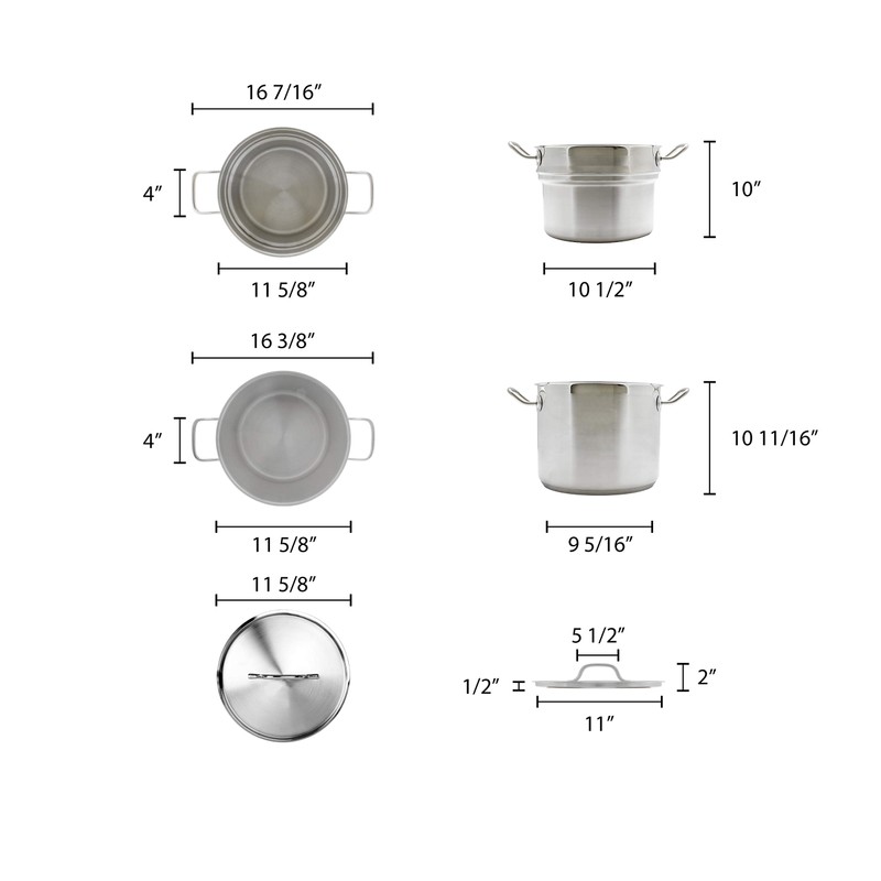 Thunder Group 16 quart 18/8 stainless steel double boiler (3