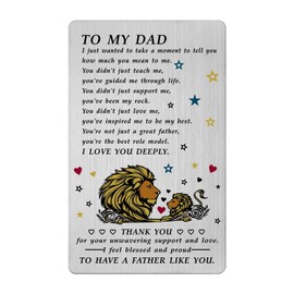 BAZLJY Gifts for Dad Christmas Birthday Card - To Dad Engraved Wallet Card with Heartfelt Message Father‘s Day Gifts