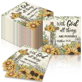 Feifeiya 60 Pcs Sunflower Christian Cocktail Paper Napkins 6.5 x 6.5 Inches Disposable Paper Napkins Dessert Beverage Tissue for Decoupage Luncheon Tissue for Theme Party Wedding Birthday Party