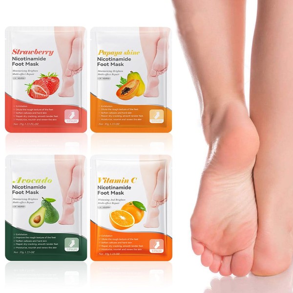 Tomedeks 4 Pairs Foot Peel mask for Hard Skin, Peeling