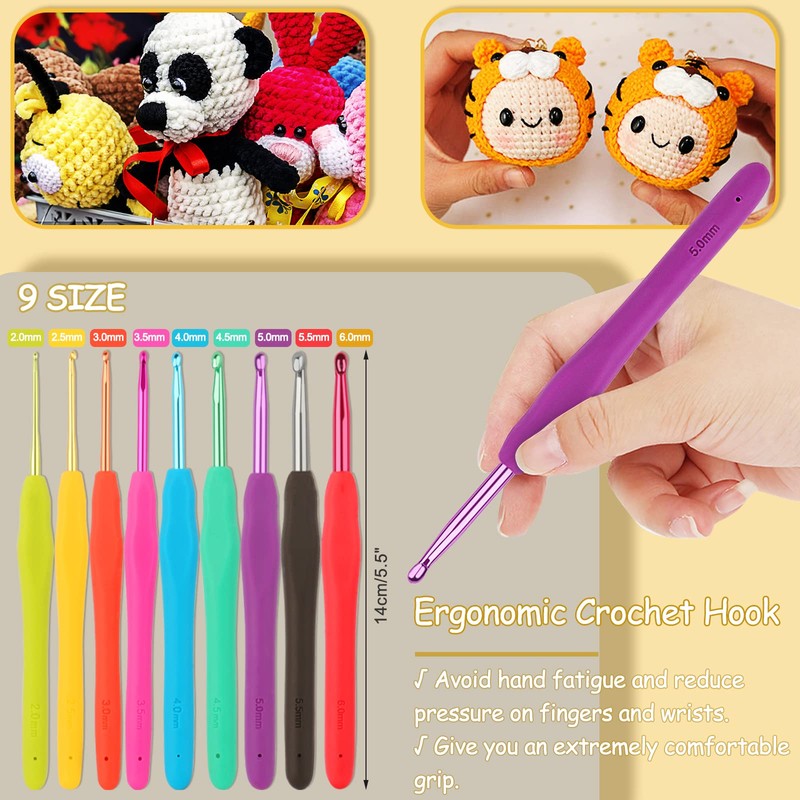Coopay Crochet Set for Beginners Adults, 58-Piece Crochet Hook Set