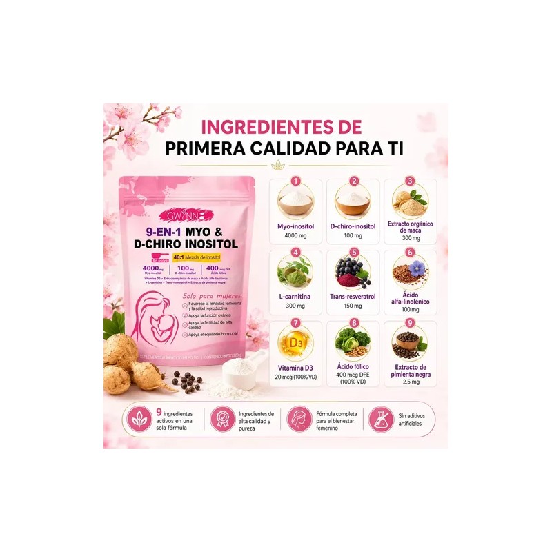 GWYNNE 40:1 Myo Y D Chiro Inositol Inositol En Polvo