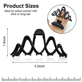 Large Metal Claw Clips for Thick Hair, NonSlip Black Hair Claws for Women with Strong Hold, Hair Clips for Shower & Makeup Use