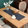 Reversible Double Layer Table Runner Faux Linen Fabric Charcoal Table