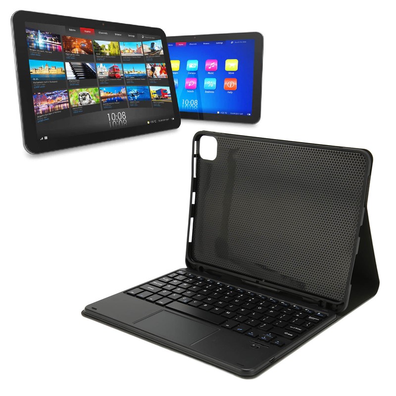 Tablet Keyboard Trackpad Magnetic Auto Sleep Kickstand Pencil Holder Wireless