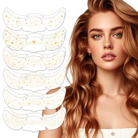 TYBYBB Glitter Freckles Tattoo Pack of 12 Glitter Freckles Tattoo, Freckle Patches, Waterproof Golden Stars and Dots Temporary Tattoos, Henna Freckles Tattoo Film, Festival Freckles