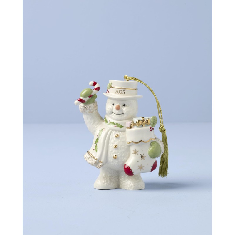 Lenox Ornament, 2025 Snowman with Stocking Christmas Ornament, Made from