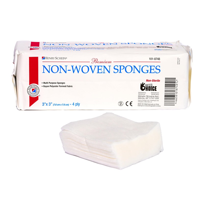 Henry Schein Premium Gauze, Rayon/Polyester Blend Non-Woven Sponges, 3 in
