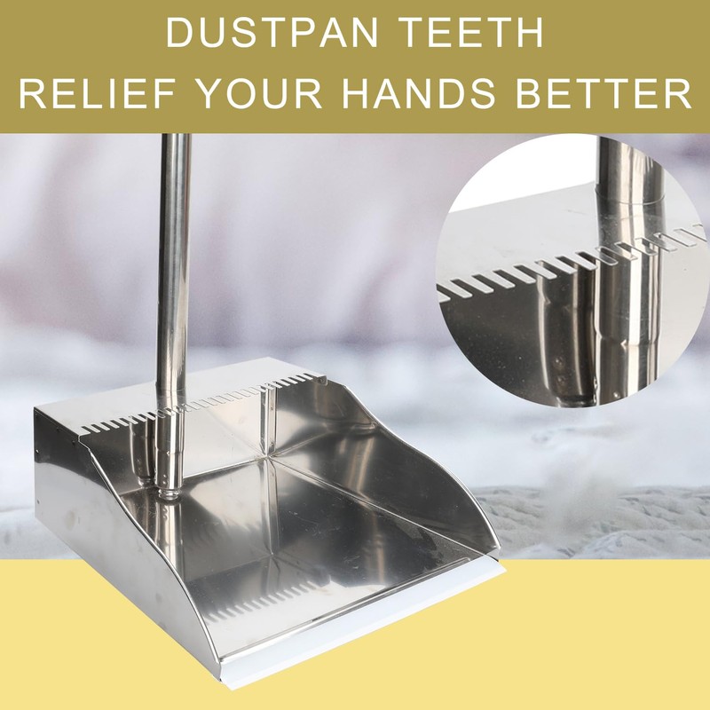 Stainless Steel Dustpan Metal Dustpan with Handle Heavy Duty Dust