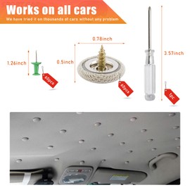 Kewucn 60 PCS Car Roof Headliner Repair Kit, Vehicle Roof Snap Rivets Retainer with Installation Tool, Auto Interior Ceiling Cloth Fixing Repair Button, Suitable for Most Cars (Grid Beige)