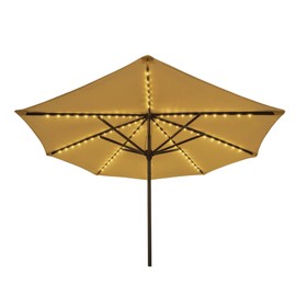 Holiday Bright Lights Solar Patio Umbrella Lights 208L Big Seed LED Color Changing Warm White to Patriotic
