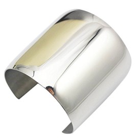 COUYA Silver Wide Cuff Bracelet Stainless Steel Smooth Polish Bangle for Women Ladies