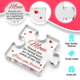 WATEFOER Mother's Day Gift for Mum - Engraved Acrylic Block Puzzle, Cool Mum Gift, Heartwarming Mum Birthday