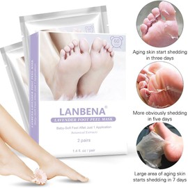 LANBENA Kit 2 Pares de Mascarillas Exfoliantes De Pies Lanbena Elimina Piel Muerta Suaviza El Talón Y Lo Aclara