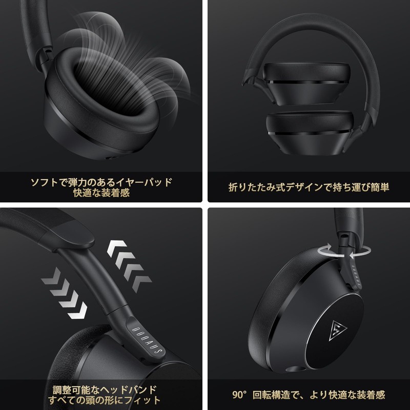 DOQAUS(ドカアス) ヘッドホン 有線 マイク付き 50mm ドライバー モニターヘッドホン 3.5mm/6.35mm両対応 密閉型 音楽シェア機能