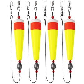 Pasanhoo Fishing Slip Floats Rigs, Popping Corks for Saltwater, Bobbers Tackle Kits Weighted 4-Pack, 5 in, Yollow