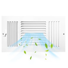 Metal World 10"x4" Steel Heavy Duty Wall Register - All Steel Stamped Ceiling Vent Cover - White Interlocking Valve Louvers Multi Damper Duct Cover - Easy Adjust Three Way Air Vent Deflector 1 Pack
