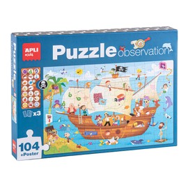 APLI Kids 17917 Pirate Ship Puzzle Observation, 104 Pieces, Multi-Coloured