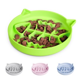 Slowpaw Silicone Cat Slow Feeder，Slow Feeder Cat Bowl Wet Food with Suction Cups，Puzzle Feeder Cat, Cat Slow Feeder Bowl Wet Food,Cat Interactive Toys ，Effectively Reduce Overeating in Kitty(Green)