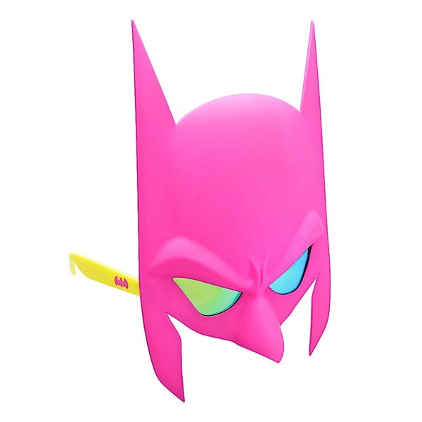 Sun-Staches Officially Licensed DC Batman Pink Mask Shades, Instant Party Favor Sunglasses UV400, Pink, Yellow, One Size (SG3631)