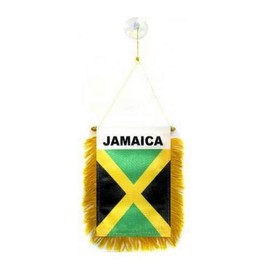 AZ FLAG Jamaica Mini Banner 6'' x 4'' - Jamaican Pennant 15 x 10 cm - Mini Banners 4x6 inch Suction Cup Hanger