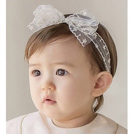 Kenjudess Baby Girl Headband Floral Lace Hairband with Bows Elastic Soft Head Wrap for Toddlers Hair Accessories for Infants Kids Baby Shower Gifts Birthday Wedding Party (Style 1)