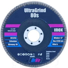 Sanding Disc UltraGrind 80 S Angle 12° – Pack of 10 (abrasive mop plate, zirconium, EN 13743, grit 80, steel and stainless steel, bevelled)