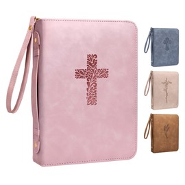 JUST BLESSED Elegant PU Leather Bible Cover Case for Women Men - Minimalist Bible Cover - Classic Bible Covers for Women - Bible Case/Bible Cases for Woman - Bible Carrying Case for Women Men