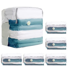 LEVERLOC 6 Pack Vacuum Storage Bags Space Saver Jumbo Wider Super Cube Bags, 40x28x18x18 Inch, Extra Large Vacuum Bags For Comforters Beddings Blankets Quilt Clothes