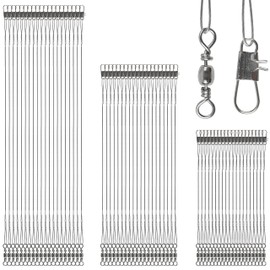 Fishing Leaders Kit, 60pcs Stainless Steel Fishing Leaders Saltwater Wire Leader Lines with Swivels Snaps Fishing Tackle Lures Bait Hook Connector 6/8/10inch