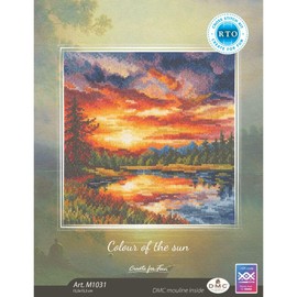 RTO Mouline DMC 117 AIDA 16ct Zweigart Cross Stitch Kit, Forest Lake Landscape Design, 15.5 x 15.5 cm, Embroidery Kit