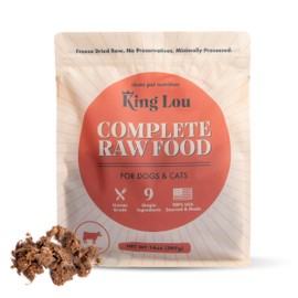 King Lou Pets - Human Grade Raw Food for Dogs and Cats - Complete Meal for Pets - Freeze Dried Beef Recipe - 14oz